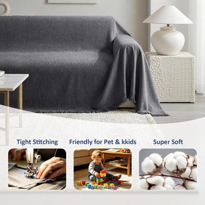 Chenille Couch Cover for Dogs Washable Boho Throw Blanket Washable