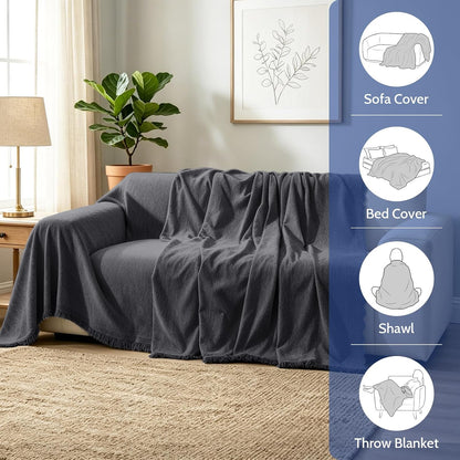 Chenille Couch Cover for Dogs Washable Boho Throw Blanket Washable