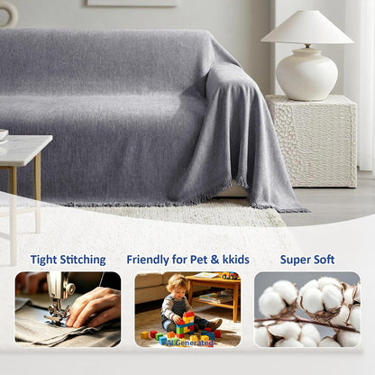 Chenille Couch Cover for Dogs Washable Boho Throw Blanket Washable