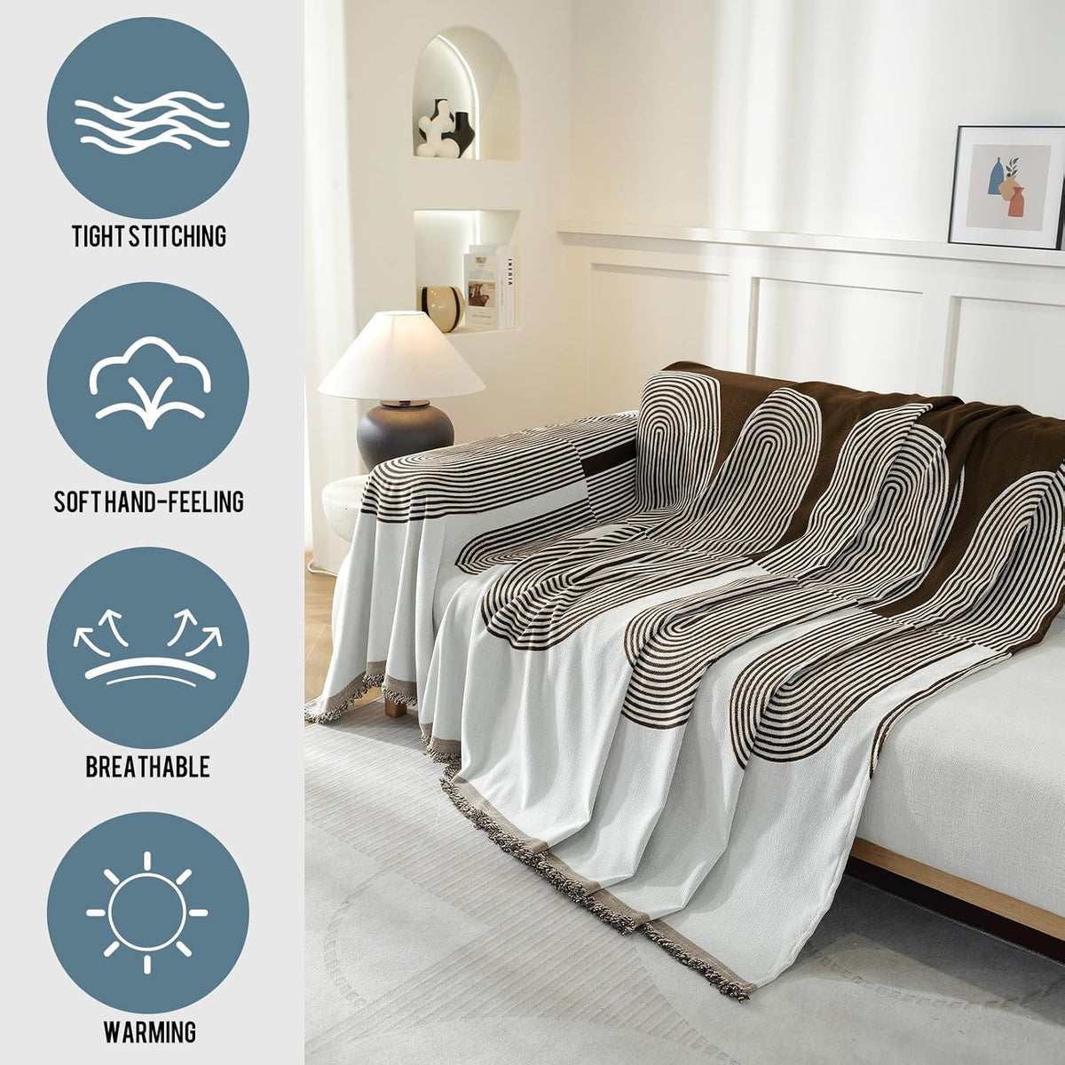 Chenille Couch Cover for Dogs Washable Boho Throw Blanket Washable