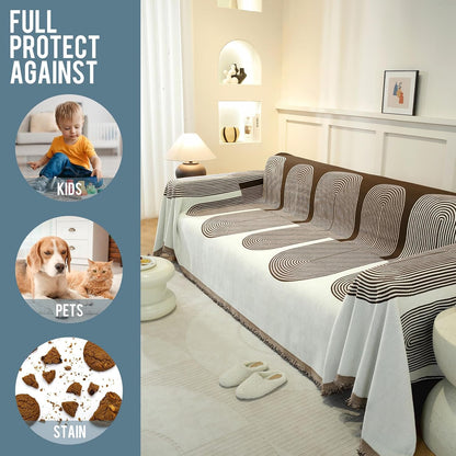 Chenille Couch Cover for Dogs Washable Boho Throw Blanket Washable