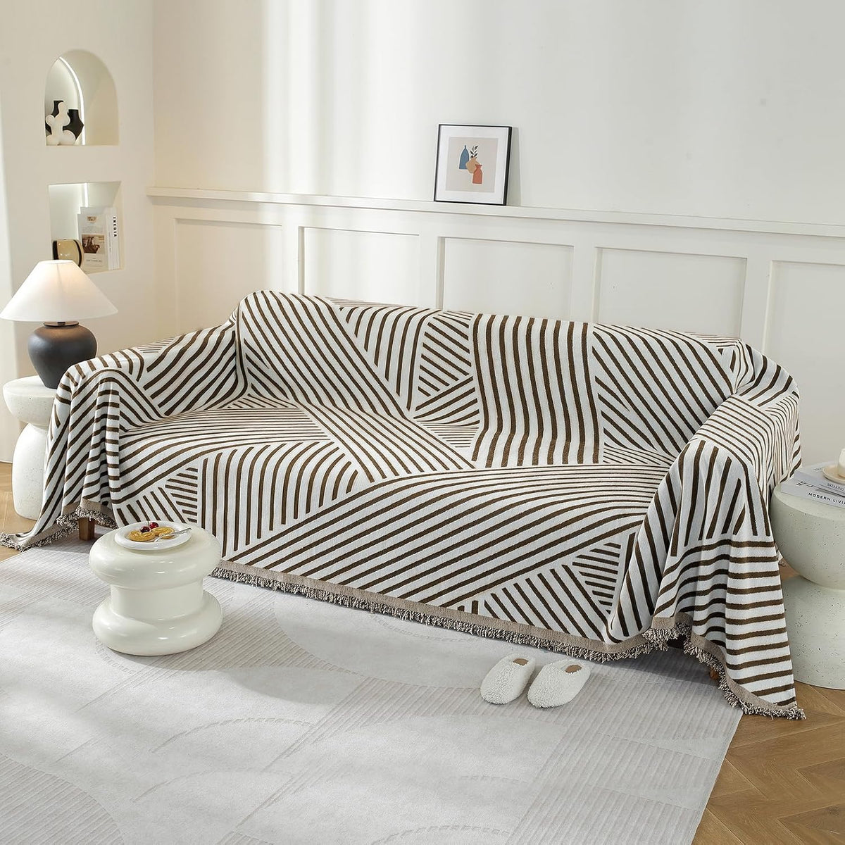 Chenille Couch Cover for Dogs Washable Boho Throw Blanket Washable