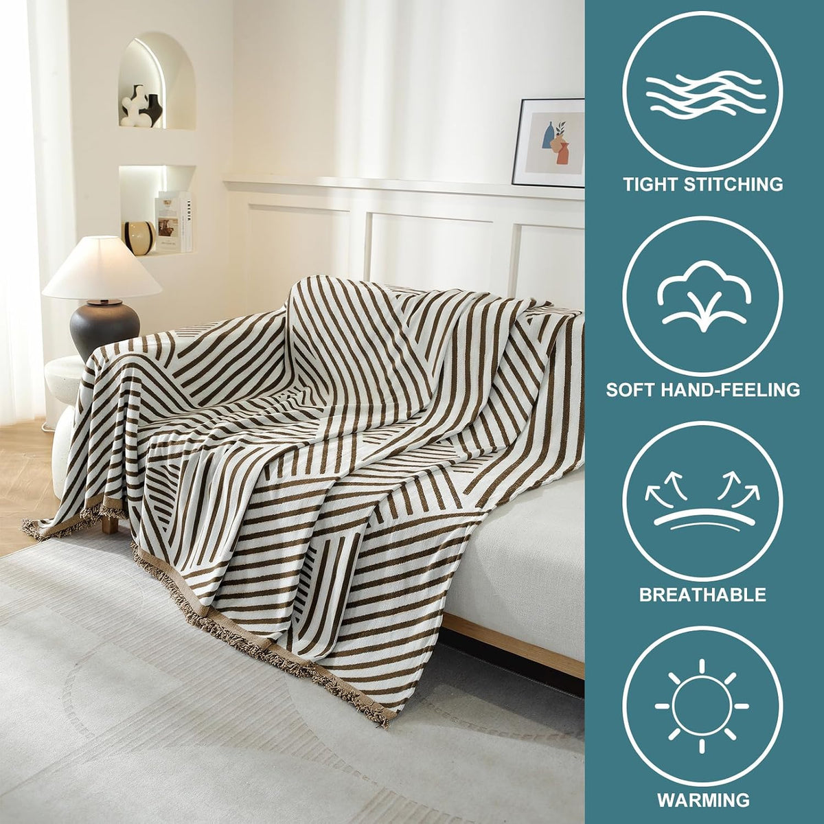 Chenille Couch Cover for Dogs Washable Boho Throw Blanket Washable