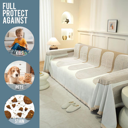 Chenille Couch Cover for Dogs Washable Boho Throw Blanket Washable