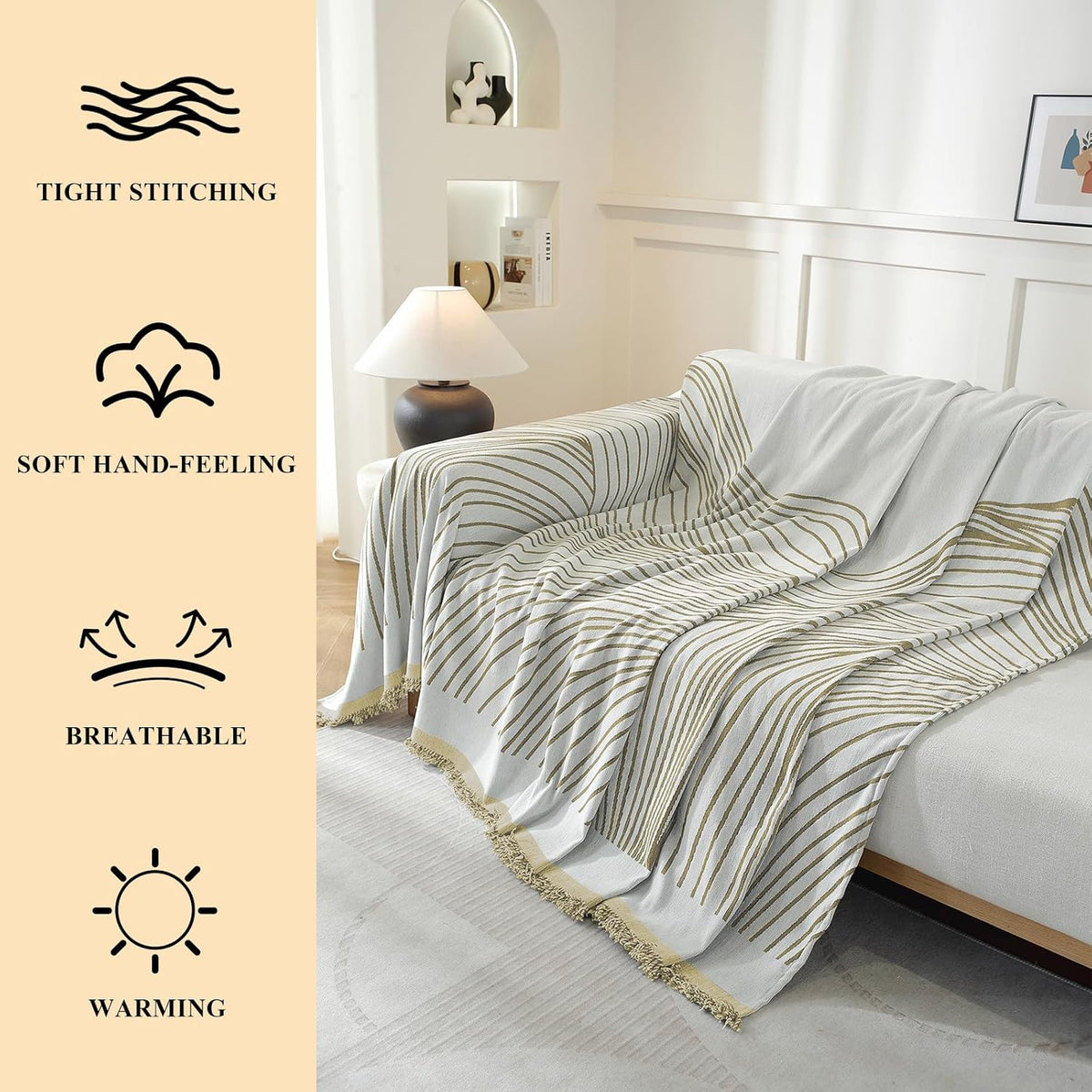 Chenille Couch Cover for Dogs Washable Boho Throw Blanket Washable
