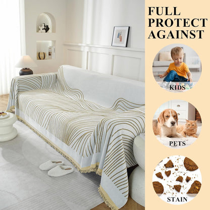 Chenille Couch Cover for Dogs Washable Boho Throw Blanket Washable