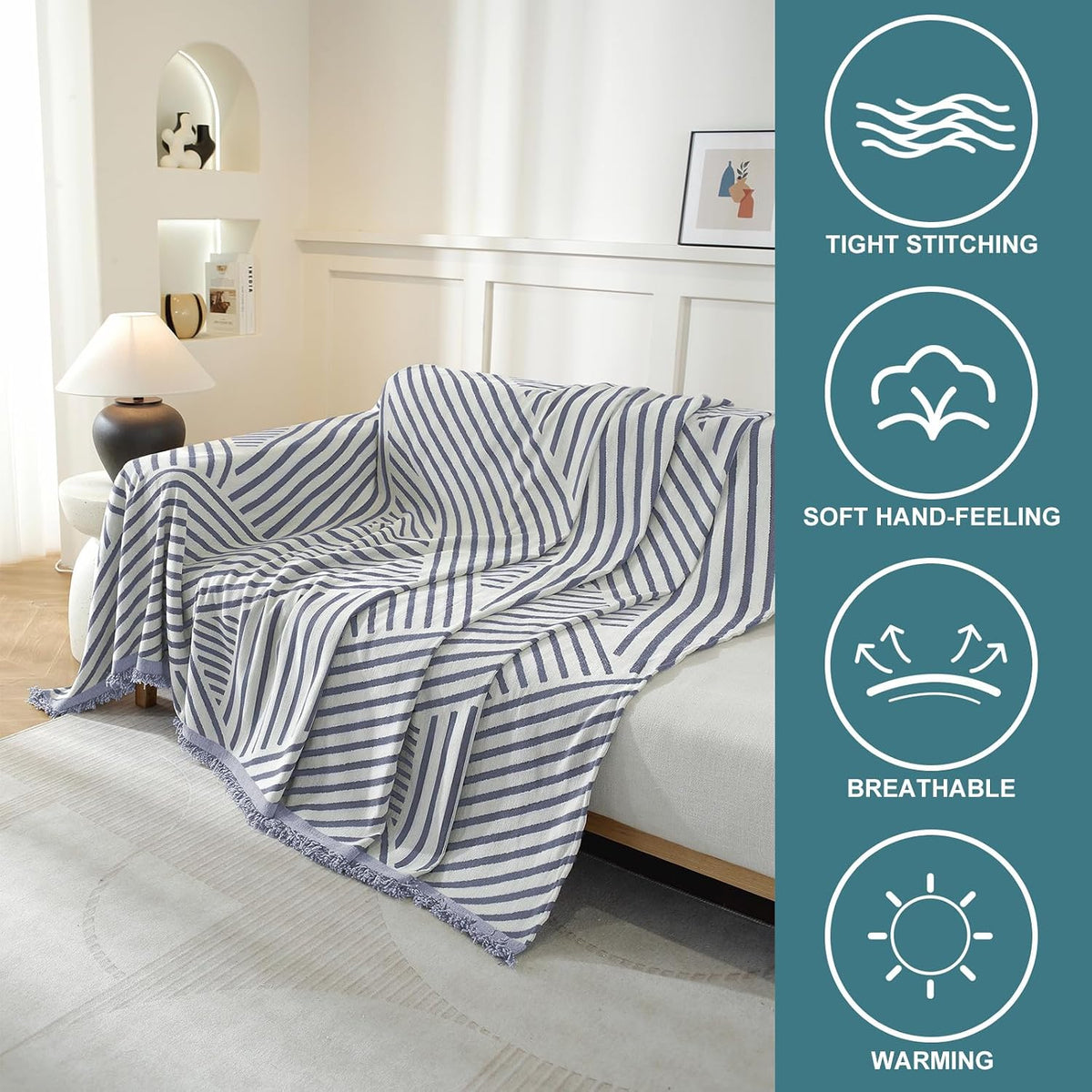 Chenille Couch Cover for Dogs Washable Boho Throw Blanket Washable