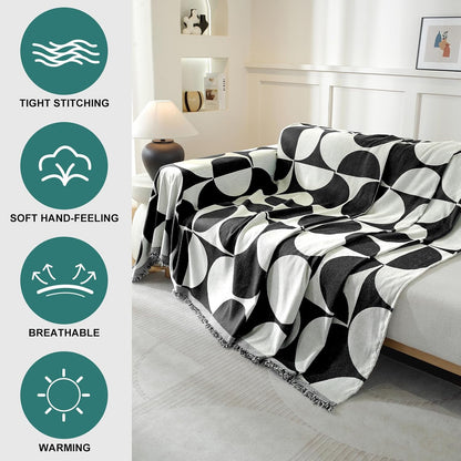 Chenille Couch Cover for Dogs Washable Boho Throw Blanket Washable