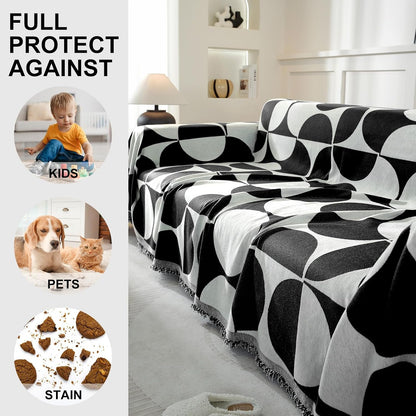 Chenille Couch Cover for Dogs Washable Boho Throw Blanket Washable