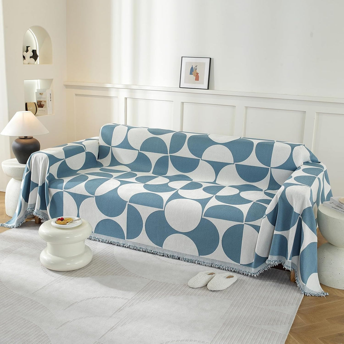 Chenille Couch Cover for Dogs Washable Boho Throw Blanket Washable
