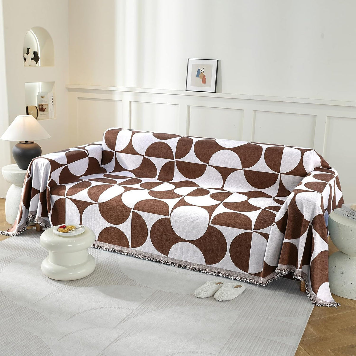 Chenille Couch Cover for Dogs Washable Boho Throw Blanket Washable