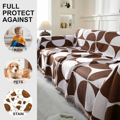 Chenille Couch Cover for Dogs Washable Boho Throw Blanket Washable