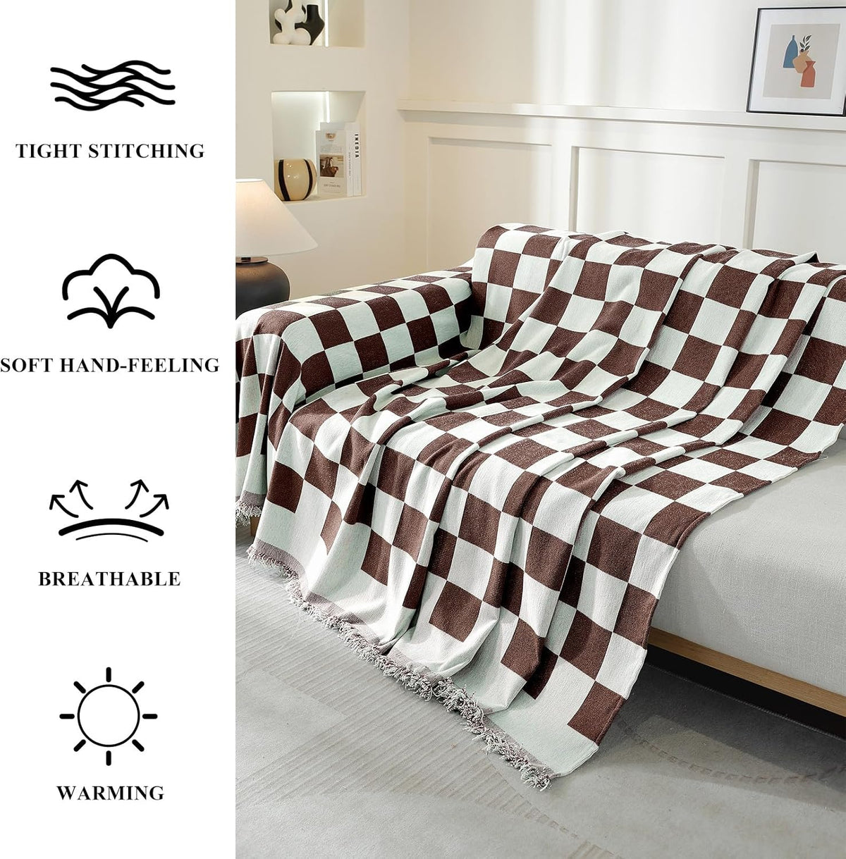 Chenille Couch Cover for Dogs Washable Boho Throw Blanket Washable