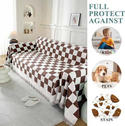 Chenille Couch Cover for Dogs Washable Boho Throw Blanket Washable