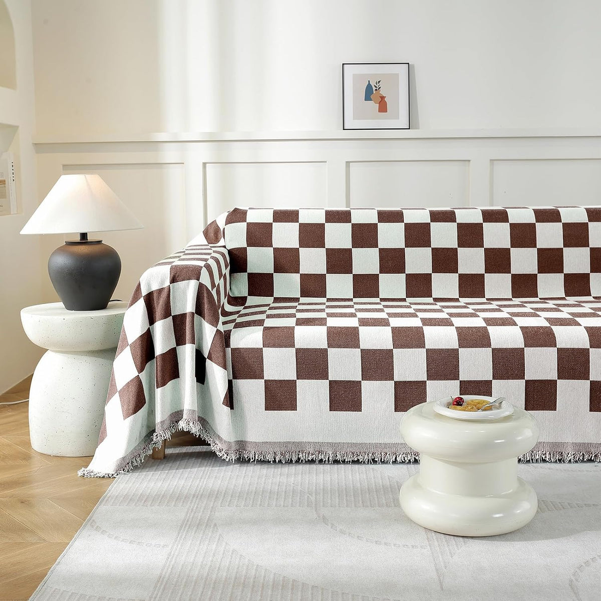 Chenille Couch Cover for Dogs Washable Boho Throw Blanket Washable