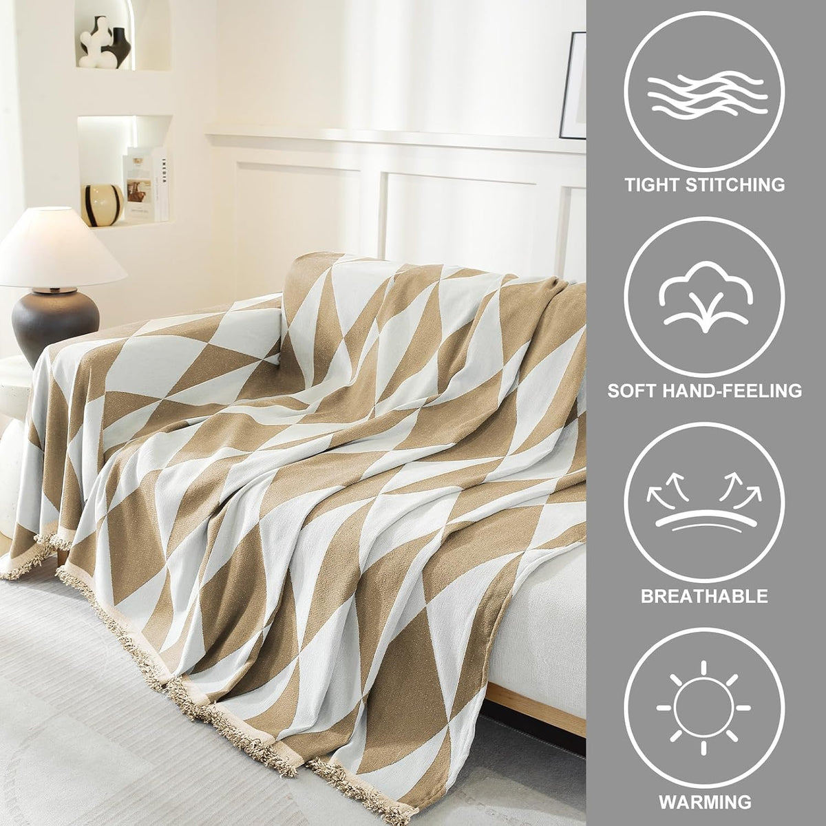 Chenille Couch Cover for Dogs Washable Boho Throw Blanket Washable
