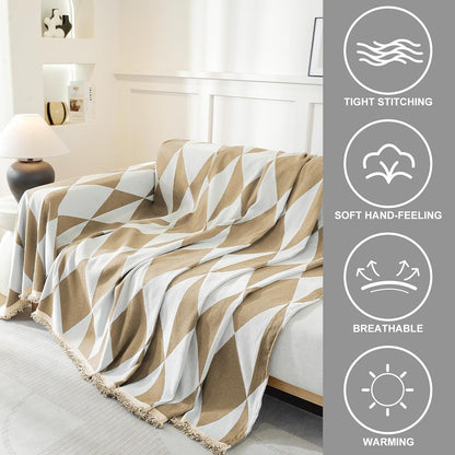 Chenille Couch Cover for Dogs Washable Boho Throw Blanket Washable