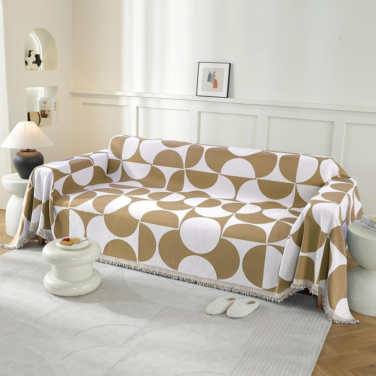Chenille Couch Cover for Dogs Washable Boho Throw Blanket Washable