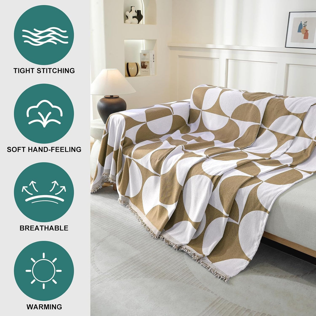 Chenille Couch Cover for Dogs Washable Boho Throw Blanket Washable