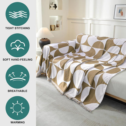 Chenille Couch Cover for Dogs Washable Boho Throw Blanket Washable