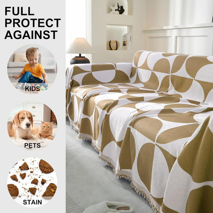 Chenille Couch Cover for Dogs Washable Boho Throw Blanket Washable