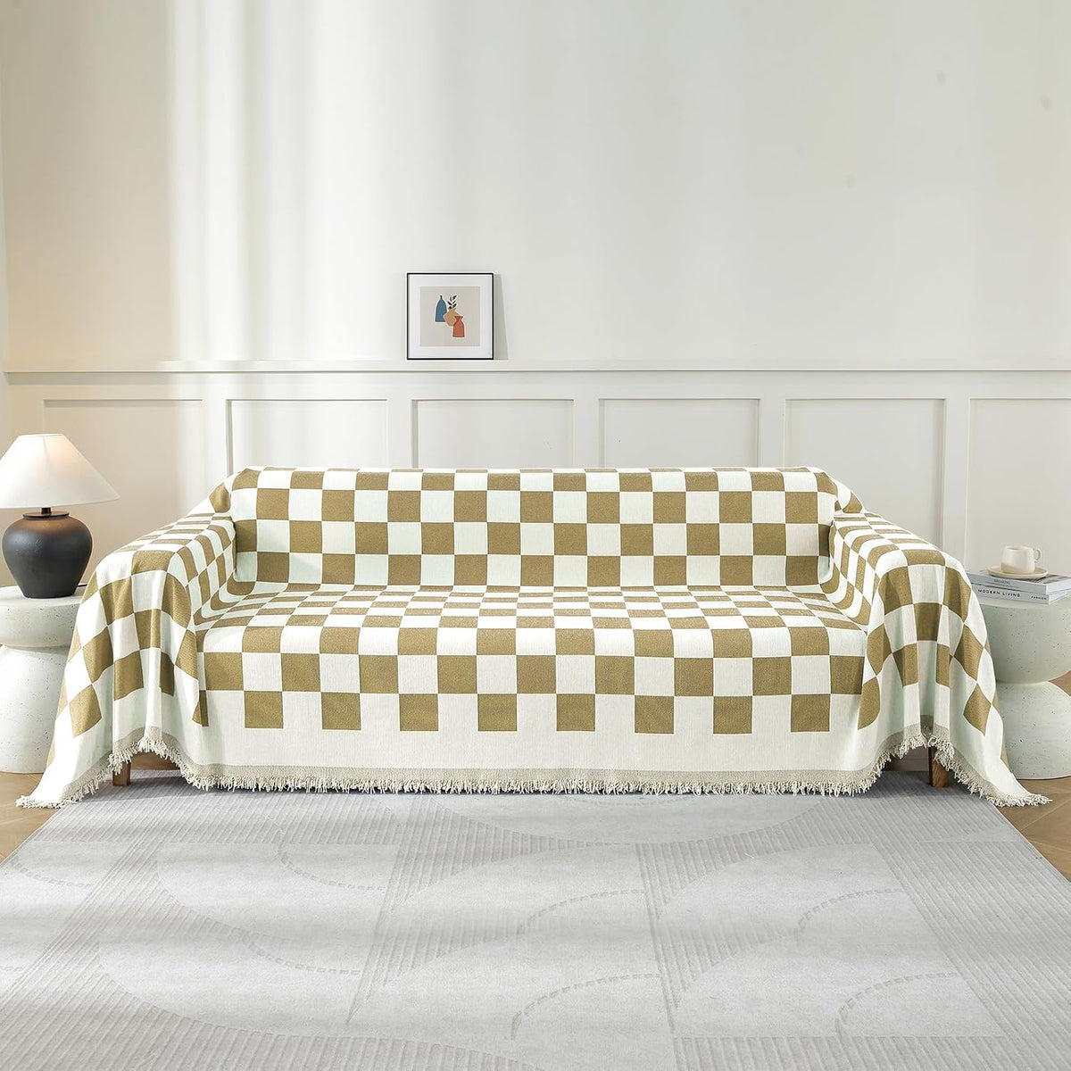 Chenille Couch Cover for Dogs Washable Boho Throw Blanket Washable