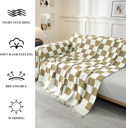 Chenille Couch Cover for Dogs Washable Boho Throw Blanket Washable