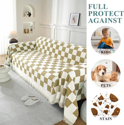 Chenille Couch Cover for Dogs Washable Boho Throw Blanket Washable