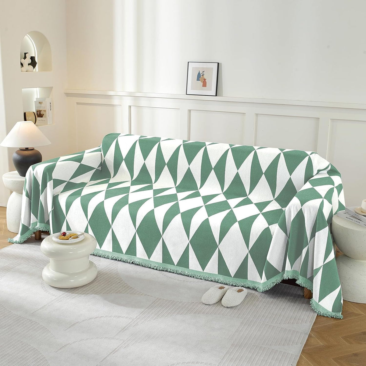 Chenille Couch Cover for Dogs Washable Boho Throw Blanket Washable