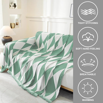 Chenille Couch Cover for Dogs Washable Boho Throw Blanket Washable