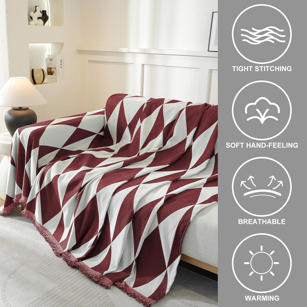 Chenille Couch Cover for Dogs Washable Boho Throw Blanket Washable