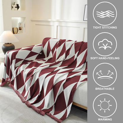 Chenille Couch Cover for Dogs Washable Boho Throw Blanket Washable