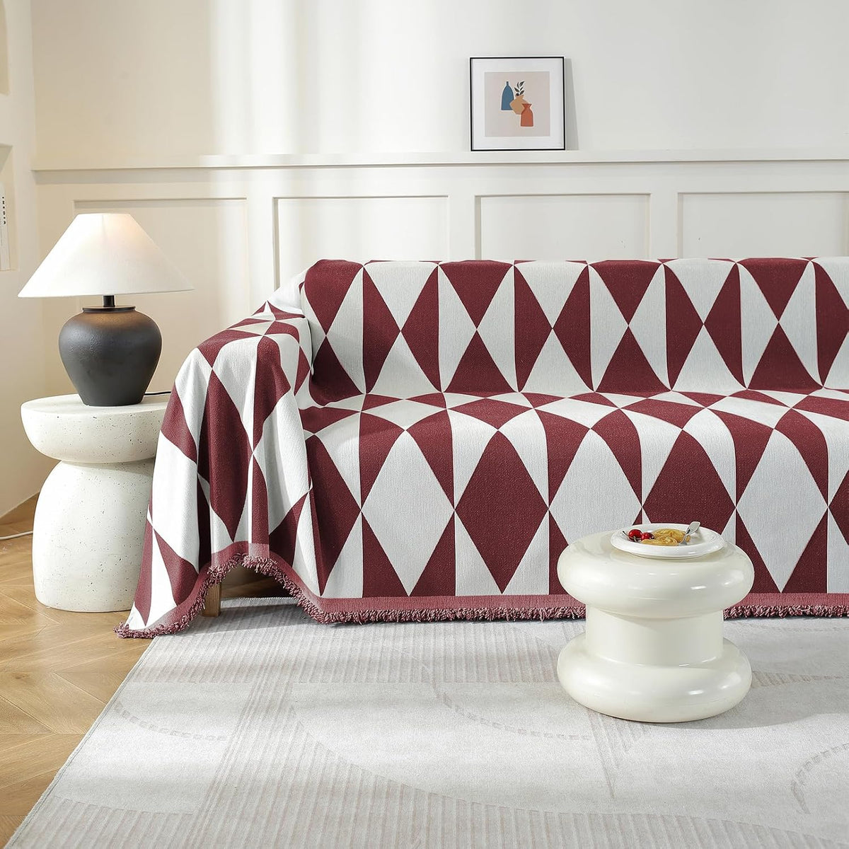 Chenille Couch Cover for Dogs Washable Boho Throw Blanket Washable