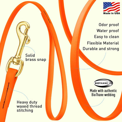 Biothane Working Lead for Dogs 6ft Black - Colors C