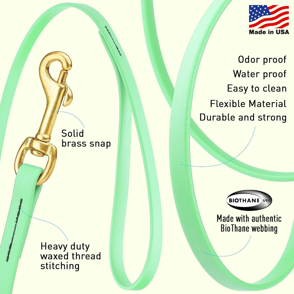 Biothane Working Lead for Dogs 6ft Black - Colors C