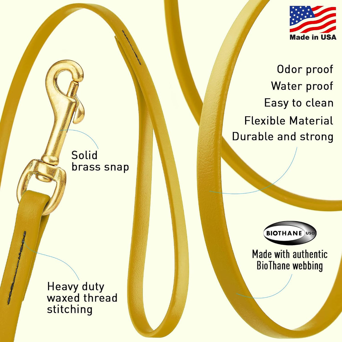 Biothane Working Lead for Dogs 6ft Black - Colors C