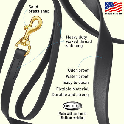 Biothane Working Lead for Dogs 6ft Black - Colors C