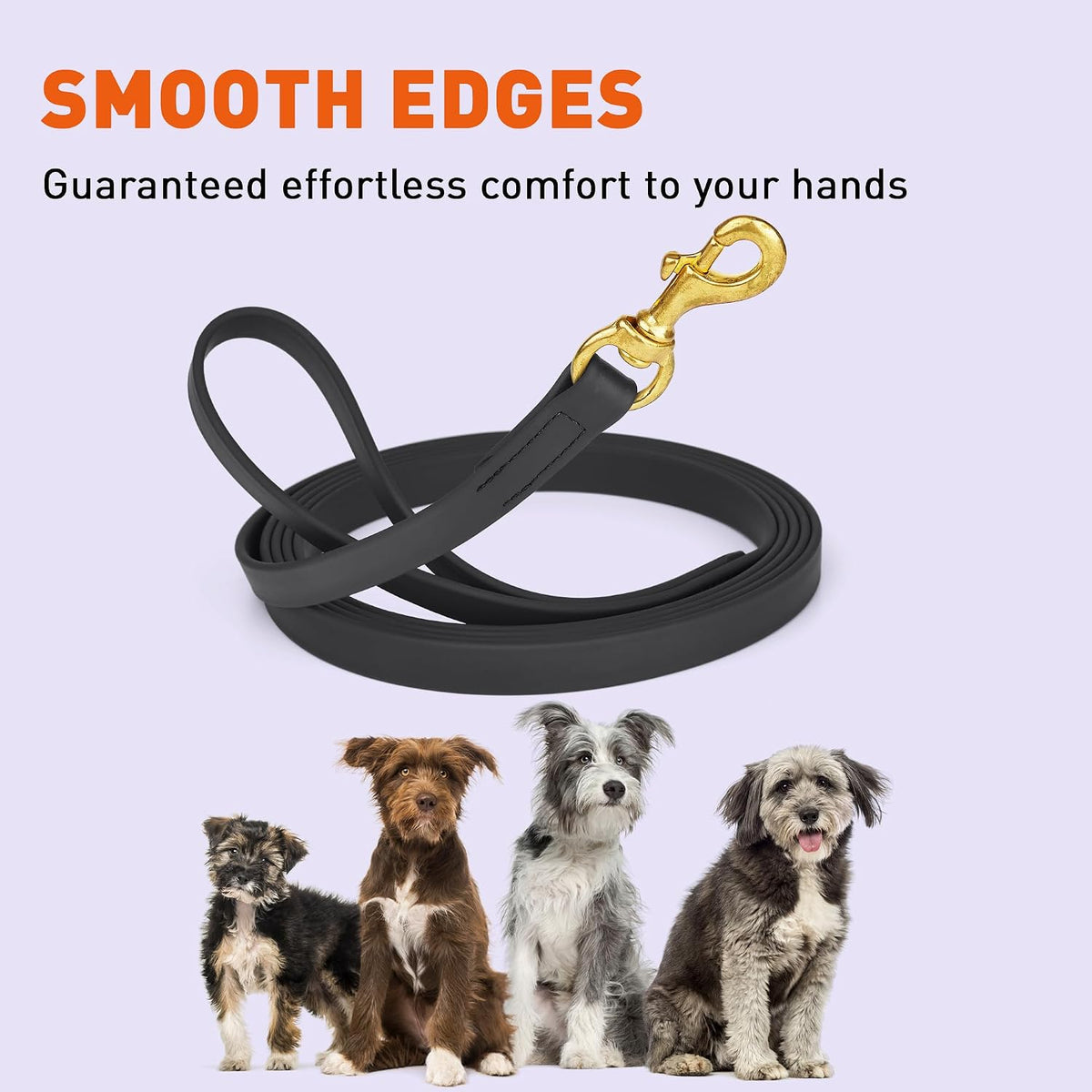 Biothane Working Lead for Dogs 6ft Black - Colors C