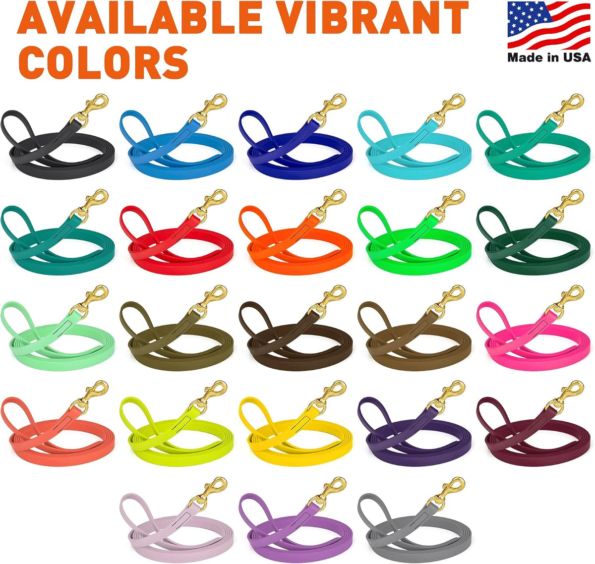 Biothane Working Lead for Dogs 6ft Black - Colors C