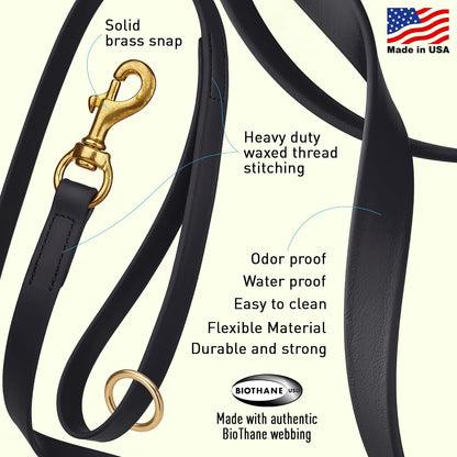 Biothane Working Lead for Dogs 6ft Black - Colors C