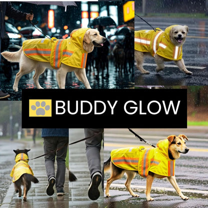 Waterproof Dog Raincoat with Two-Tone Reflective Trim, Windproof Seam-Sealed Full-Body Rain Jacket Dry Suit for XSmall to Large Dogs – Yellow (Medium)