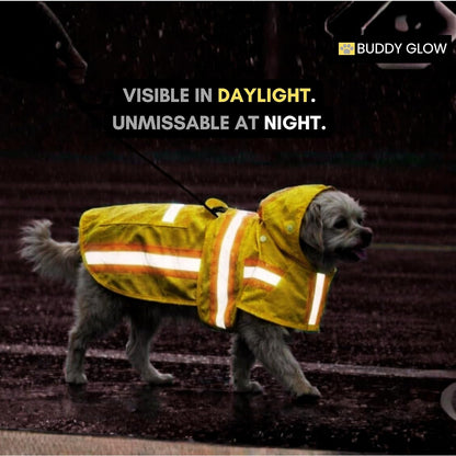 Waterproof Dog Raincoat with Two-Tone Reflective Trim, Windproof Seam-Sealed Full-Body Rain Jacket Dry Suit for XSmall to Large Dogs – Yellow (Medium)