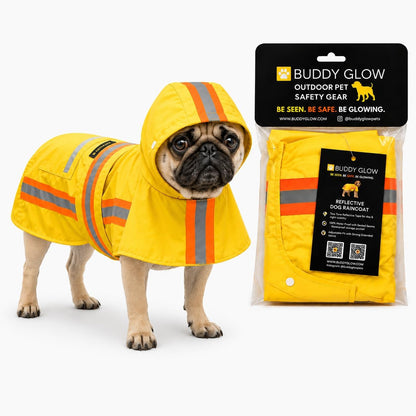 Waterproof Dog Raincoat with Two-Tone Reflective Trim, Windproof Seam-Sealed Full-Body Rain Jacket Dry Suit for XSmall to Large Dogs – Yellow (Medium)