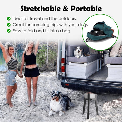 Grey Metal Stand for Large Dogs, Adjustable Width Tall Elevated Bowls for 7-10.6" Dishes, Food Water Feeder, Raised Holder, 11" Tall (Bowl Not Included)