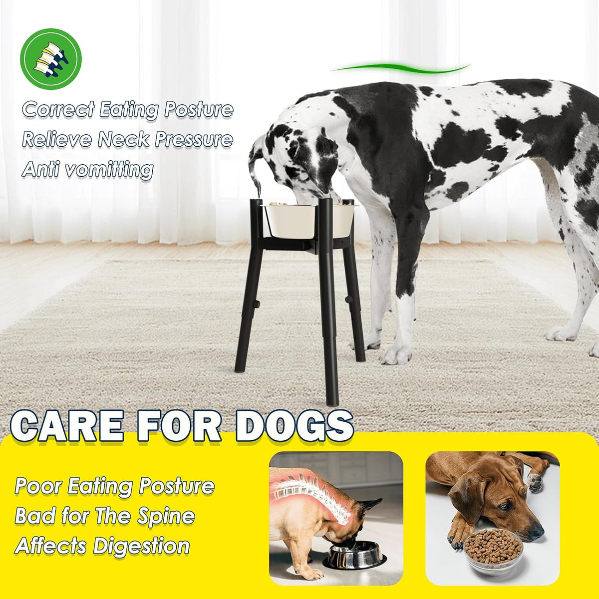 Grey Metal Stand for Large Dogs, Adjustable Width Tall Elevated Bowls for 7-10.6" Dishes, Food Water Feeder, Raised Holder, 11" Tall (Bowl Not Included)