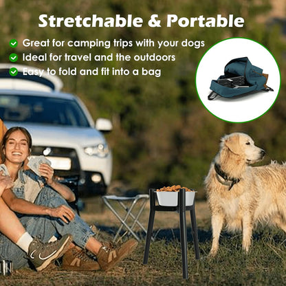 Grey Metal Stand for Large Dogs, Adjustable Width Tall Elevated Bowls for 7-10.6" Dishes, Food Water Feeder, Raised Holder, 11" Tall (Bowl Not Included)