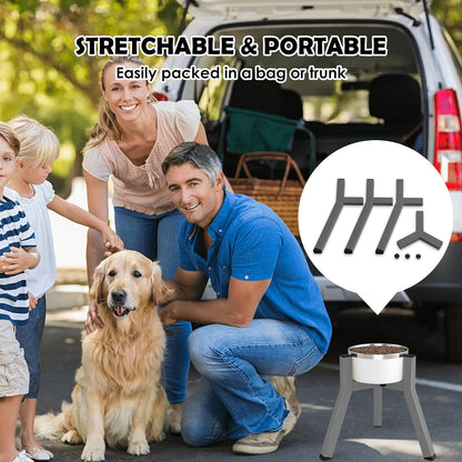 Grey Metal Stand for Large Dogs, Adjustable Width Tall Elevated Bowls for 7-10.6" Dishes, Food Water Feeder, Raised Holder, 11" Tall (Bowl Not Included)