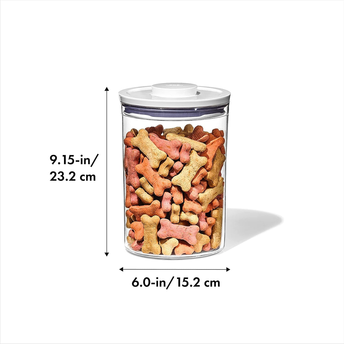 Good Grips Pet POP Container – 6.0 Qt/5.7 L with Half Scoop, Ideal for up to 6.5lbs of Dog Food or 4.5lbs of Cat Food, Airtight Dog and Cat Food Storage Container, BPA Free, Clear