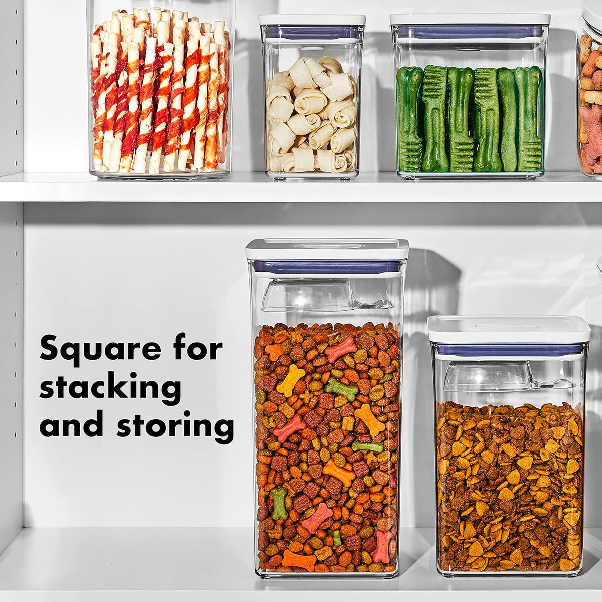Good Grips Pet POP Container – 6.0 Qt/5.7 L with Half Scoop, Ideal for up to 6.5lbs of Dog Food or 4.5lbs of Cat Food, Airtight Dog and Cat Food Storage Container, BPA Free, Clear