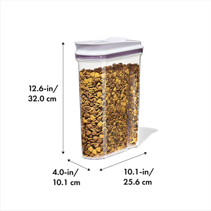 Good Grips Pet POP Container – 6.0 Qt/5.7 L with Half Scoop, Ideal for up to 6.5lbs of Dog Food or 4.5lbs of Cat Food, Airtight Dog and Cat Food Storage Container, BPA Free, Clear